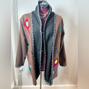 Lynn Murray Coat Jacket Artwork Women’s Fits like XL. Wool